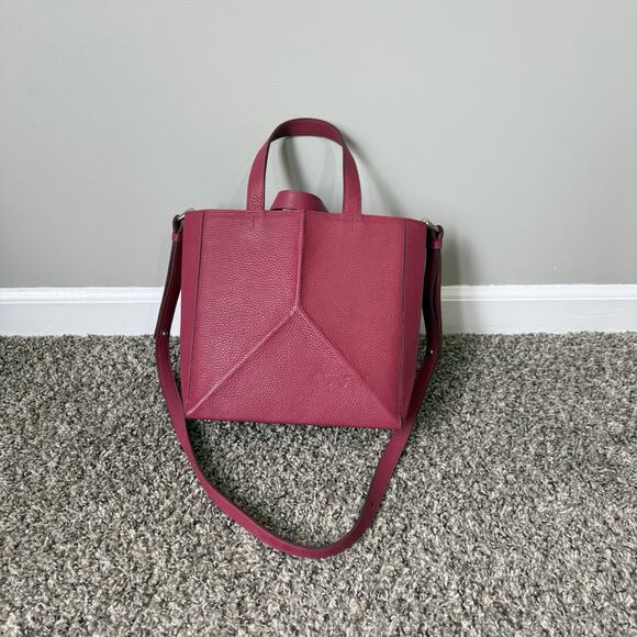 The Common Knowledge Bone Bag Shoulder Crossbody Strap Structured Plum Leather - Picture 1 of 8